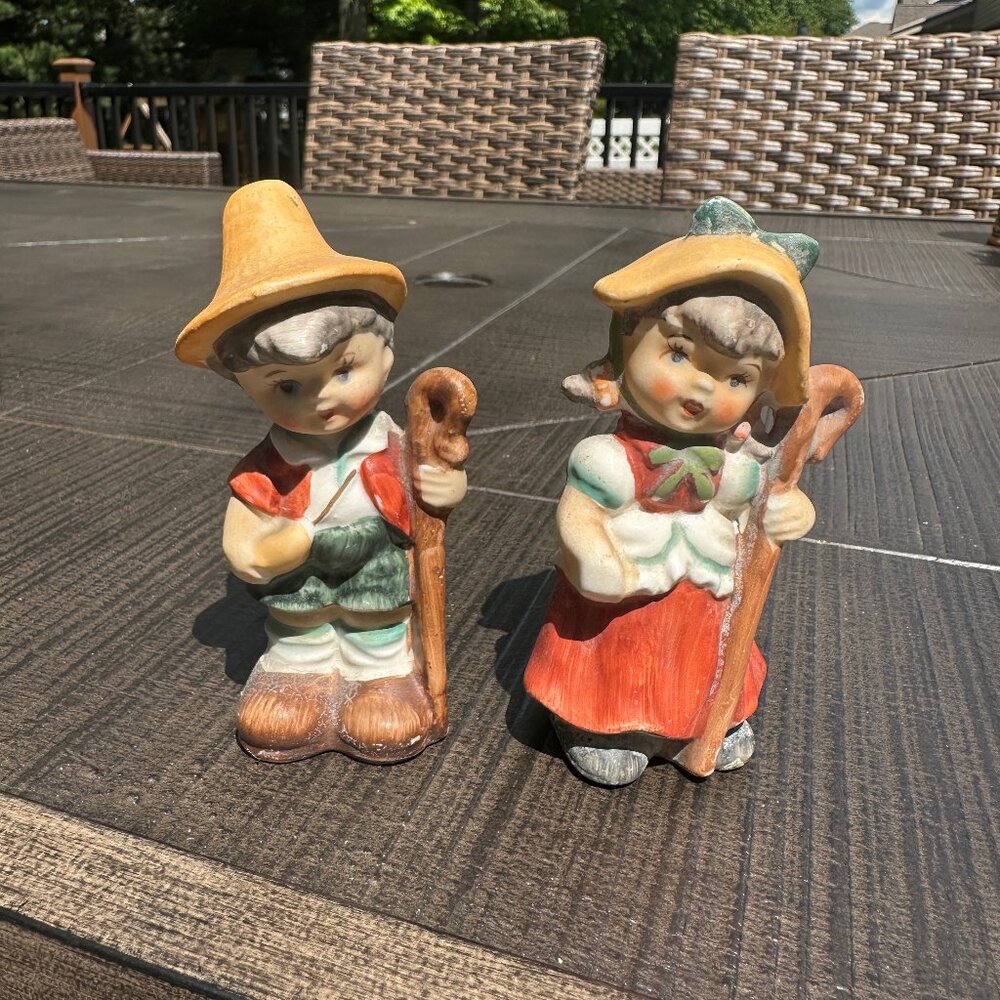 Vintage Girl & Boy Berta Hummel-style S&P Shakers